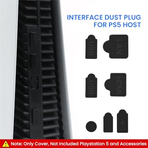 ZORBES® Desk Stand & 9Pcs Dust Plug Kit for PS5 Slim/Pro Console, Anti-Slip Horizontal Base, Silicone Dustproof Plug Protector, Game Accessories Combo for PlayStation 5 Digital/Ultra-HD