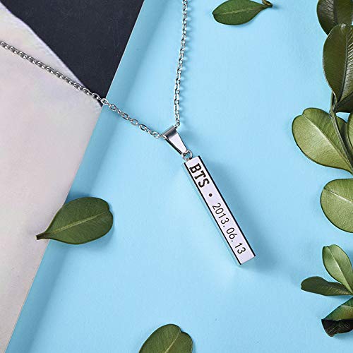 SANNIDHI Plata Acero Inoxidable Hip Hop Team Bangtan BTS Collar Colgante Pendant for Boys & Girls (Multi-Colour)