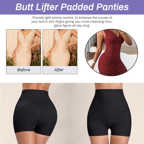 PALAY® Butt Lifter Padded Underwear Women Hip Pads Enhancer Shapewear Shorts Seamless Tummy Control Panties Shaper Fake Pad S Black 2PCS
