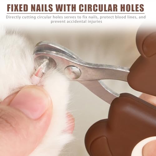 Qpets® Cat Nail Cutter for Persian Cat Cute Clipper Bear Design Nail Cutter for Stainless Steel Brown Trimmer PP Handle Pet Small Pets X3