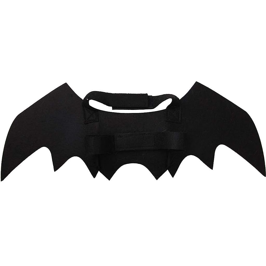 Qpets Bat Wing Costume for Cat Puppy Cat Clothes Bat Wing Collar for Halloween Cat Costume Adjustable Hoop and Loop Closure Halloween Party Favor Dress Up for Cat Puppy(Size: S)