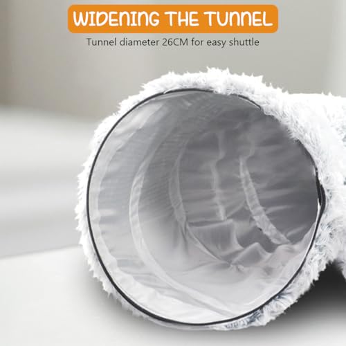 Qpets Pet Bed, Plush Cat Bed, Soft Winter Warm Cat Bed 2 in 1 Cat Sleeping Bed with Hideaway Playing Tunnel Washable Plush Cat Bed DIY Assembly Large Soft Plush Bed for Cat, 83x27cm