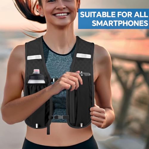 Proberos® Hydration Backpack Running Vest with 500ml Water Bladder Outdoor Quick Dry Mesh Adjustable Belt Lightweight 3 Pockets Design Night Reflective for Hiking Biking Walking 2PCS