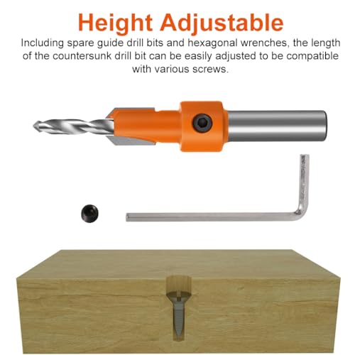 Serplex® 10Pcs Wood Countersink Drill Bit Set with Extra Pilot Bits, Edge Trimmer Tool & Blades Combo for Woodworking, DIY, Journaling, Scrapbooking, Crafts, Planners, 5 Sizes, Hex Key