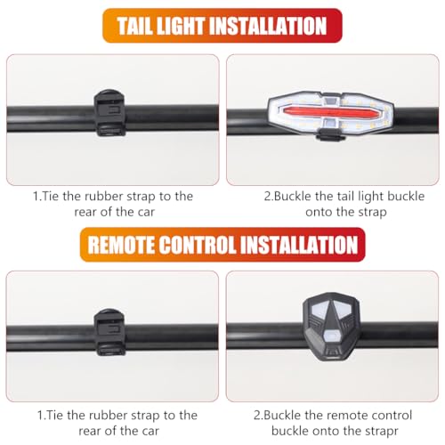Proberos® Waterproof Bike Tail Turn Signal Light with Remote Control High Brightness Dual Color LED Warning 3 Modes USB Rechargeable for Motorcycle 2PCS