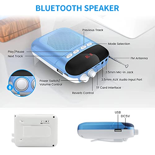 ZORBES USB Speaker Voice Amplifier for Teachers, 20W Voice Amplifier Microphone Headset Set with Belt, 2000mAh Long Work Duration, Support TF Card/AUX/FM for Tour Guide