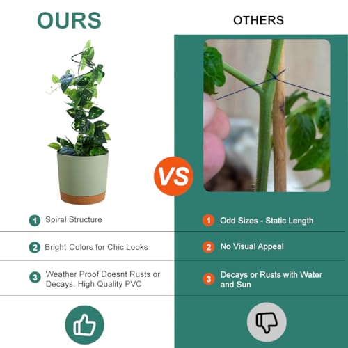 HASTHIP® 6PCS Plant Support Stick 15.75 Inches Spiral Metal Climbing Stakes Upward Growing Stand for Indoor Outdoor Moss Planters Flower Pots