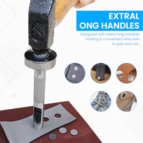 Serplex® 11pcs Craft Tool Die Punch Tool Kit for Snap Buttons Punch Tools for Snap Buttons Multi Sizes Snap Fasteners Installation Accessories Tools for Punch Hole and Install Rivet Button