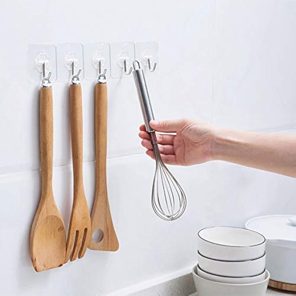HASTHIP® 20Pcs Hooks for Wall Without Drilling, Waterproof Stick on Adhesive Stronger Plastic Wall Hooks for Hanging Strong, Wall hangings, Kitchen Accessories Items, Clothes Hanging