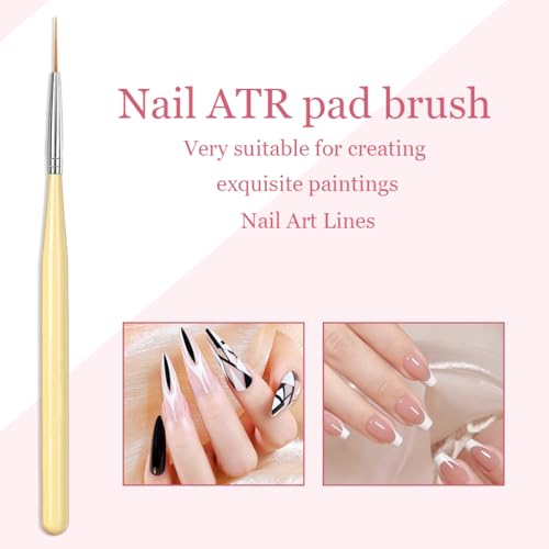 MAYCREATE® Professional 2PCS Nail Art Brush Set Salon Quality Detailing Kit with 2-in-1 Striping Dotting Tool Flat Brush for Acrylic Gel Nails DIY Extension Design