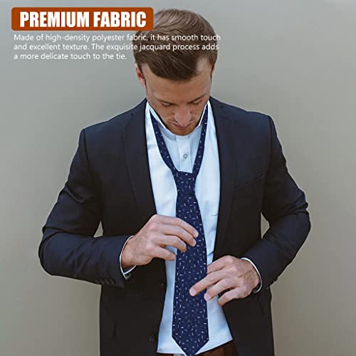 GUSTAVE Tie for Men Formal Ties Set with Pocket Square, Cufflinks and Tie Clip, Casual Business Blue Jacquard Neck Tie for Men Gift