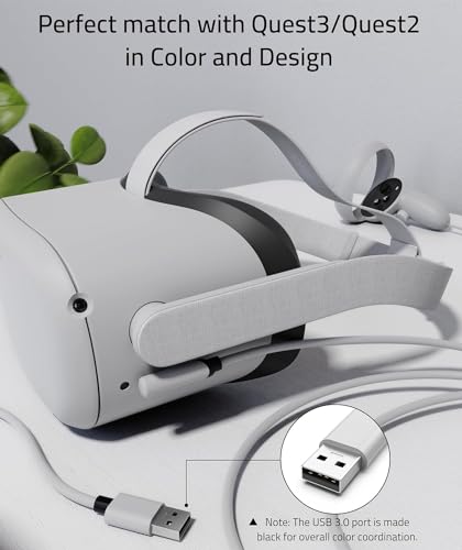 Verilux Link Cable 16.8 FT Compatible with Meta Quest 3/Quest 2/Pro and PC/Steam VR, High Speed PC Data Transfer, USB 3.0 to USB C Cable for VR Headset and Gaming PC