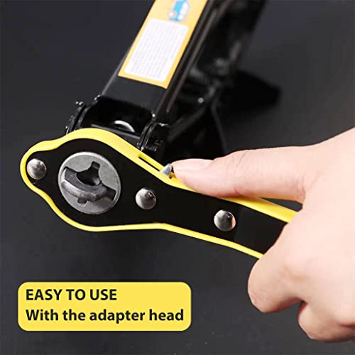 STHIRA® Car Labor Saving Jack Wrench for Scissor Jack Long Handle High Torque Ratchet with 360 Swivel Head Positive and Reversal Knob Design Compatible with Cars SUVs Vans 2PCS