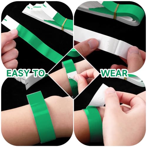 HASTHIP® 300 Pack Paper Wristbands Arm Bands for Events Neon Lightweight Colored Concert Party Waterproof Hand Band Green 3 PCS