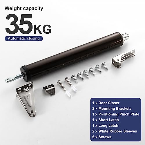 HASTHIP Door Closer Aluminum Alloy Safety Pneumatic Hydraulic Buffer Automatic Door Closer, Adjustable Speed Quiet Door Closer for Wooden Door, Metal Door, Security Door, Weight Up to 35 Kgs (Brown)