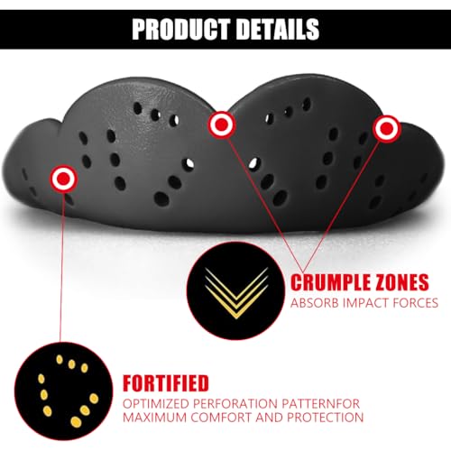 Proberos Boxing Mouthguard, Mouth Guard/Gum Shield, Medium Mouthguard Teeth Guard EVA Mouthguard 1.6mm Slim Mouthguard for Upper Teeth for Boxing Training One Size for Adult Teen Use, Black