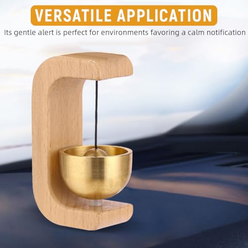 HASTHIP® Beech Wooden Door Chime with Brass Bell Dopamine Door Bell for Home Self-Adhesive Magnetic Doorbell Serene Acoustic for Home & Shop Shopkeepers Chime Ideal Housewarming Gift X2