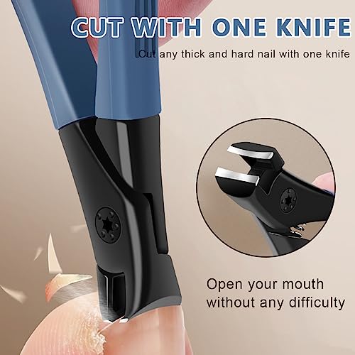 MAYCREATE Thick Nail Clipper Toenail with Long Handle Stainless Steel Cutter for Tough Anti-splash for Adults Seniors Manicure 3 PCS