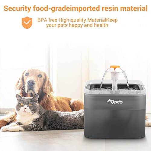 Qpets® Neverland Cat Water Fountain LED Light 67oz 2.0L Ultra Quiet Drinking Filter Automatic Pet for Cats and Small Dogs Grey 3 PCS
