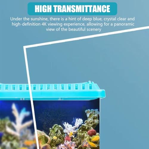 Qpets Desk Fish Tank with Air Ventilation Lid Transparent Desk Small Fish Tank with 3Pcs Dividing Inserts Desk Fish Tank -18x8.5x8.5cm