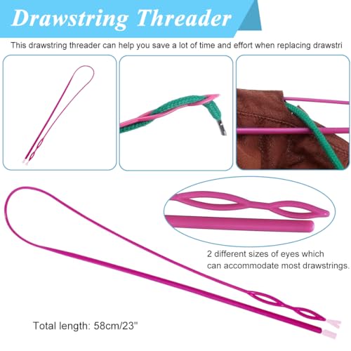 HASTHIP® 8 PCS Drawstring Threader Tool Set Stainless Steel Sewing Loop Turner Hooks with Latch for Turning Fabric Tubes Straps Belts Strips Easy Rope for Jackets Coats Pants