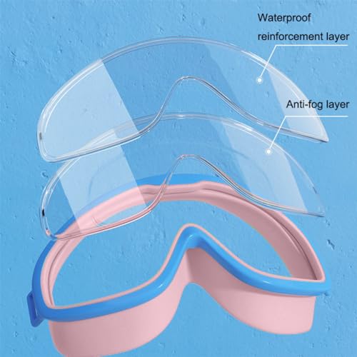 Proberos® Swimming Goggles for Kids with Ear Plugs UV Protection Anti-Fog No Leaking Comfort Fit Professional Adjustable Strap Design for 3-16 Years Children Pink 3 PCS