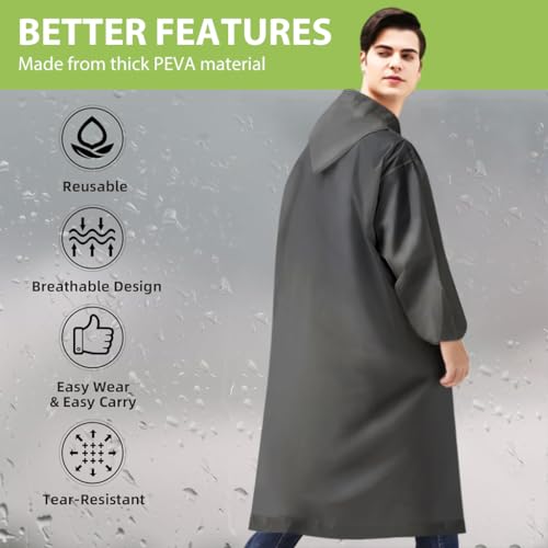 PALAY 2Pcs Rain Ponchos with Hooded for Men Women, Reusable EVA Raincoats Waterproof Rain Coat for Camping, Hiking, Music Festival, Outdoor Activities