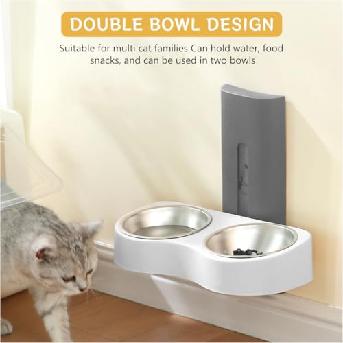 Qpets Dog Bowl 2 In 1 Dog Feeding Bowl Dog Food Bowl Water Bowl Wall Mounted Adjustable Height Pet Food Bowl Dog Cat Food Bowl Detachable Pets Food Bowl for Dogs, Cats