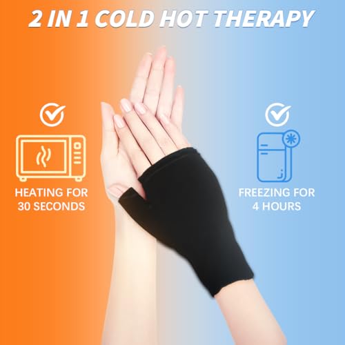 HANNEA® Finger Arthritis Compression Hand Ice Pack Gloves for Pain Relief Adjustable Wrist Hot Cold Therapies Reusable Gel Sleeve Tendinitis Carpal Tunnel Glove 3PCS