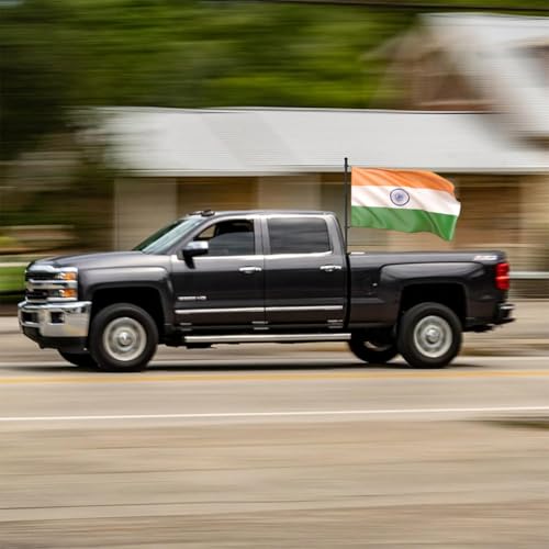 HASTHIP® 150CM Telescoping Metal Flag Pole Truck Mount Kit Stainless Steel Hitch Holder 360° Tangle-Free Rustproof Universal for Indian Independence Day 3 PCS