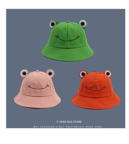 PALAY Bucket Sun Hat for Women Girl Adult Cute Frog Bucket Hat Summer Outdoor Foldable Fisherman Hat (Black)