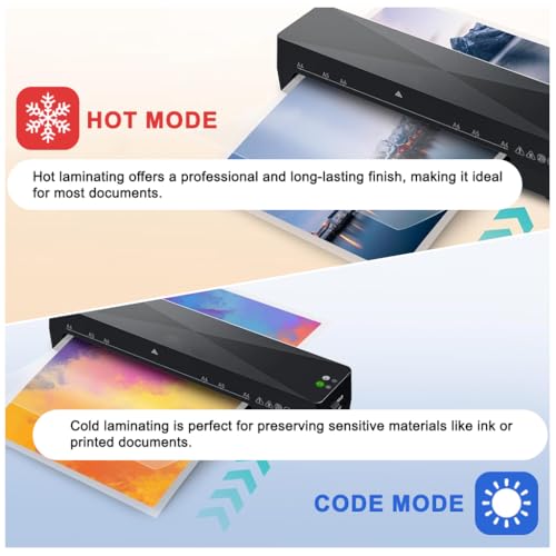 OFIFO® A4 Laminator Machine Plug-in Thermal Laminator, 115-145 °C Adjustable Temperature, Quick Preheat, Universal Laminating Machine for 3'' Photoes to A4 Size File