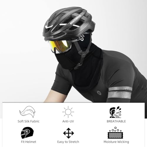 Proberos® Balaclava Face Mask Cool Silk Eyeglasses Friendly Design UV Protection Breathable Unisex Quick Dry for Riding 2PCS Black