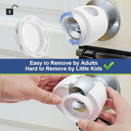 SNOWIE SOFT 4Pcs Child Safety Door Knob Cover Anti-open Door Knob Locking Cover Child Proof Round Door Knob Lock Universal Door Knob Cover