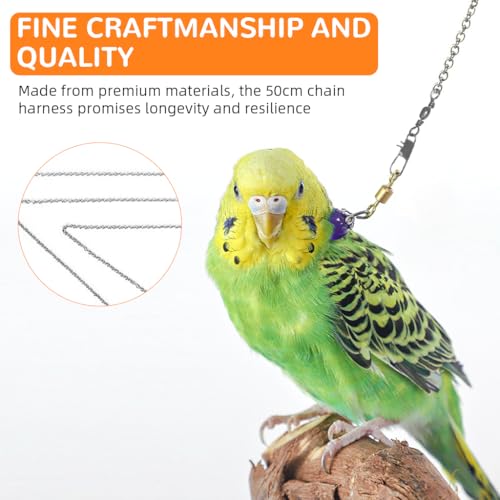 Qpets Parrot Chain Harnesses Purple Opal Charm Neck Ring with 50cm Chain Parrot Neck Collar Chain Harnesses with Quick Release Buckle Fashion Bird Accessories