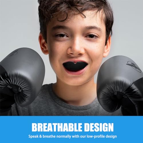 Proberos® Sports Mouth Guard, Teeth High-density Moulded Professional for Boxing, Football, MMA, Heat-Molded, Universal Size, Comfortable, Black 3 PCS