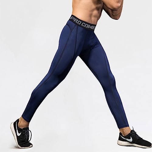 Optifit Tights for Men, Quick Dry & Stretchy Breathable Men's Long Compression Shorts for Gym, Running, Cycling, Swimming, Basketball, Cricket, Yoga, Football, Tennis & Many More Sports (XXL) Blue
