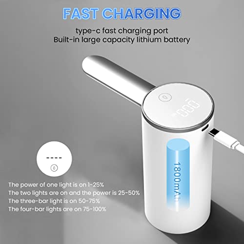 Serplex Rechargeable Automatic Water Pump - Dispenser with Fold Down Spout Universal Water Bottle Pump Dispenser with Digital Display in Milliliters Automatic Water Bottle Pump,White