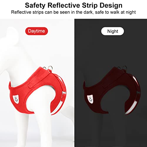 Qpets® Dog Harness for Large Dogs Adjustable Belt with Safety Reflective Strip Breathable Mesh Fabric Cat Vest with Leash Suitable for 6-9 kg 2 PCS