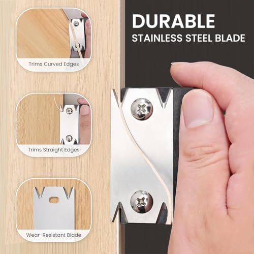 Serplex® Woodworking Edge Trimmer Hand Planer Bander for Burrs Corner Chamfering Fillet Scraper Stainless Steel Blade Veneer Deburring Tool Banding Cutter 3 PCS