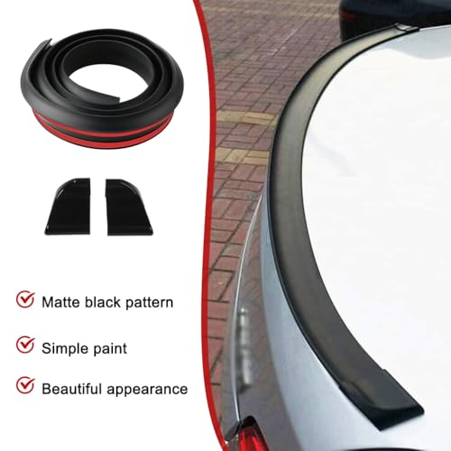 STHIRA® 4.5CM Upgrade 1.5m/4.92ft Universal Matte Black Trunk Spoiler Lip Kit, Car Rubber Strip Bar Spoiler