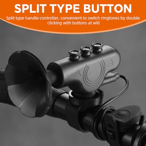 Proberos® Electric Bike Horn USB Retro Mini Trumpet Loud 120dbs 5 Switchable Ringtones Handlebar Honk with Silicone Fastener Strap Riding for Scooter Motorcycle Bicycle 3PCS