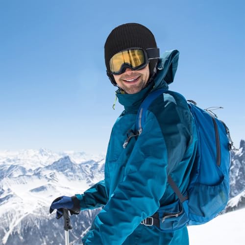 Proberos® Knitted Balaclava Face Mask Neck Gaiter Warm Full Ski Mask for Men Women Breathable Motorcycle Running Riding Black 2PCS