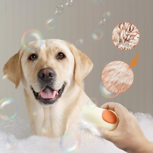 Qpets Electric Pet Steam Hair Brush, Bath-free Pet Hair Cleaning Brush Grooming Brush with Rotatable Handle USB Rechargeable 2 in 1 Steam Massage Brush Pet Hair Brush Remove Mat Shedding