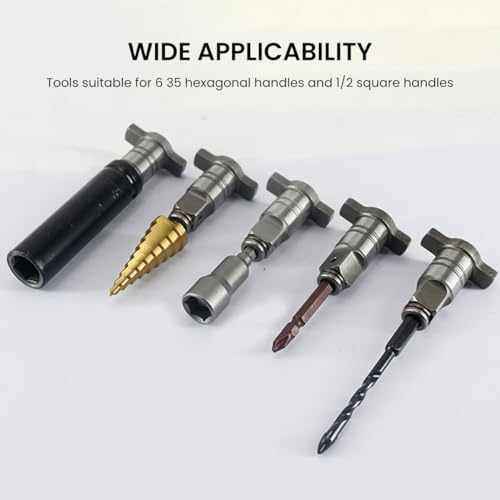 Serplex® Magnetic Converter Attachment 1/2 Inch Square Drive to 1/4 Inch Hex Female Socket Adapter Assembly Drill Housing for Power Wrench Universal Fit Tool Bit Sleeve 2PCS