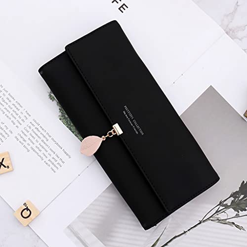 PALAY Purse Hand Wallet for Women Long Wallet PU Leather with Leaf Pendant Purse for Ladies Stylish Latest Card Holder Phone Pocket Girls Zipper Coin Purse