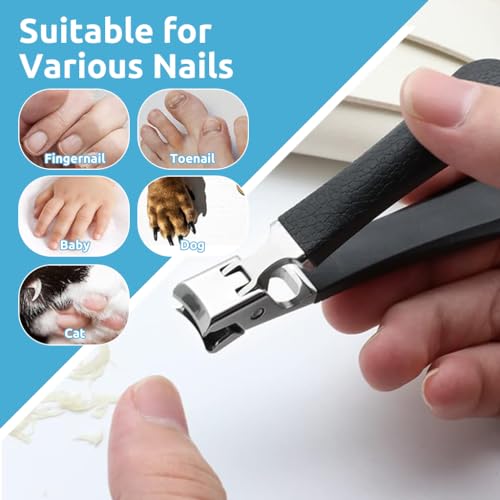 MAYCREATE Toenail Clipper Large Nail Clipper Heavy Duty Stainless Steel Nail Clipper with PP Handle Scattering-proof Wide Jaw Nail Clipper for Thicker Nail, Toenail, Hard Nails