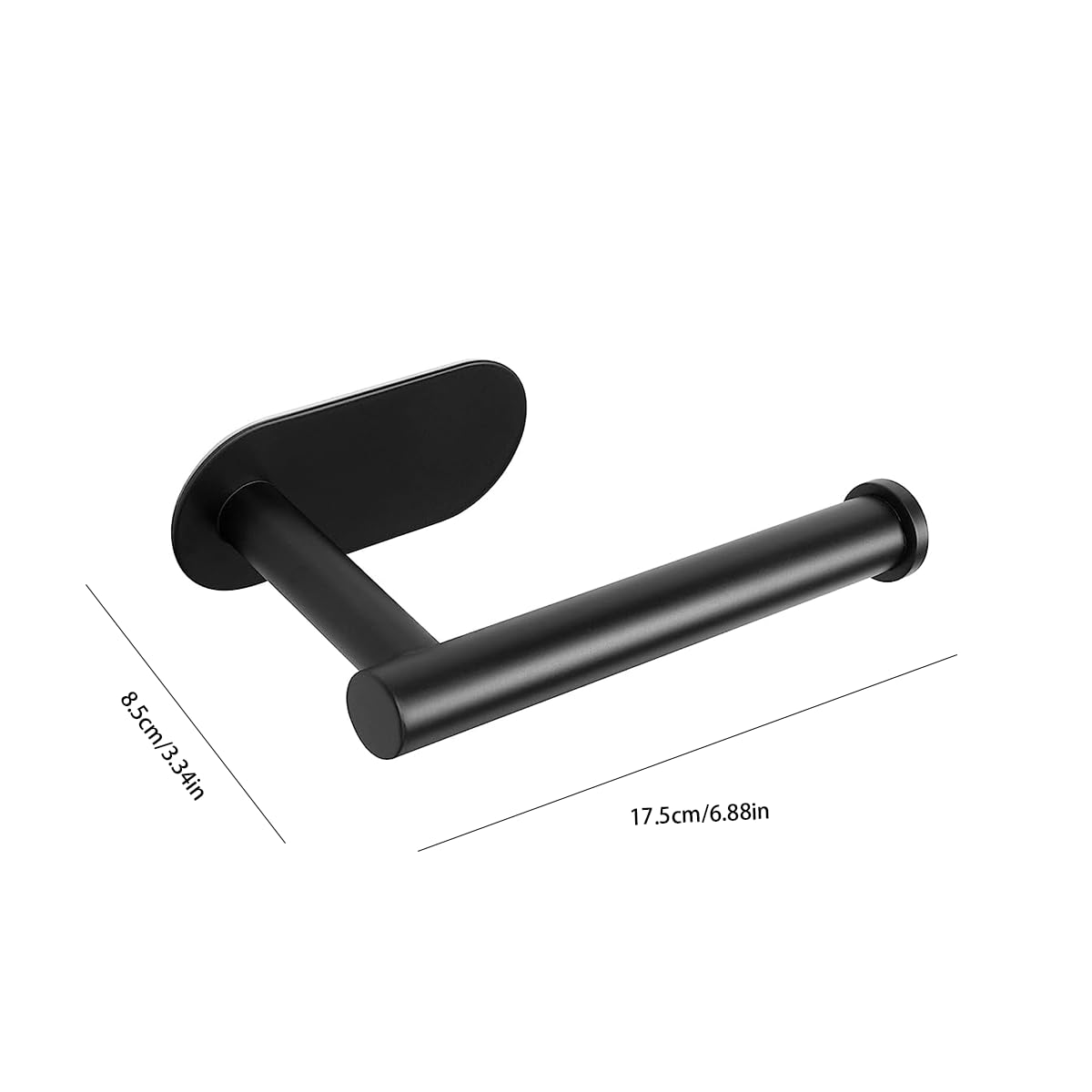 HASTHIP Tissue Paper Holder Self-Adhesive, Premium Thicken SUS304 Stainless Steel Rustproof Adhesive Toilet Roll Holder no Drilling for Bathroom, Kitchen, Washroom (1 Pack, Matte Black)