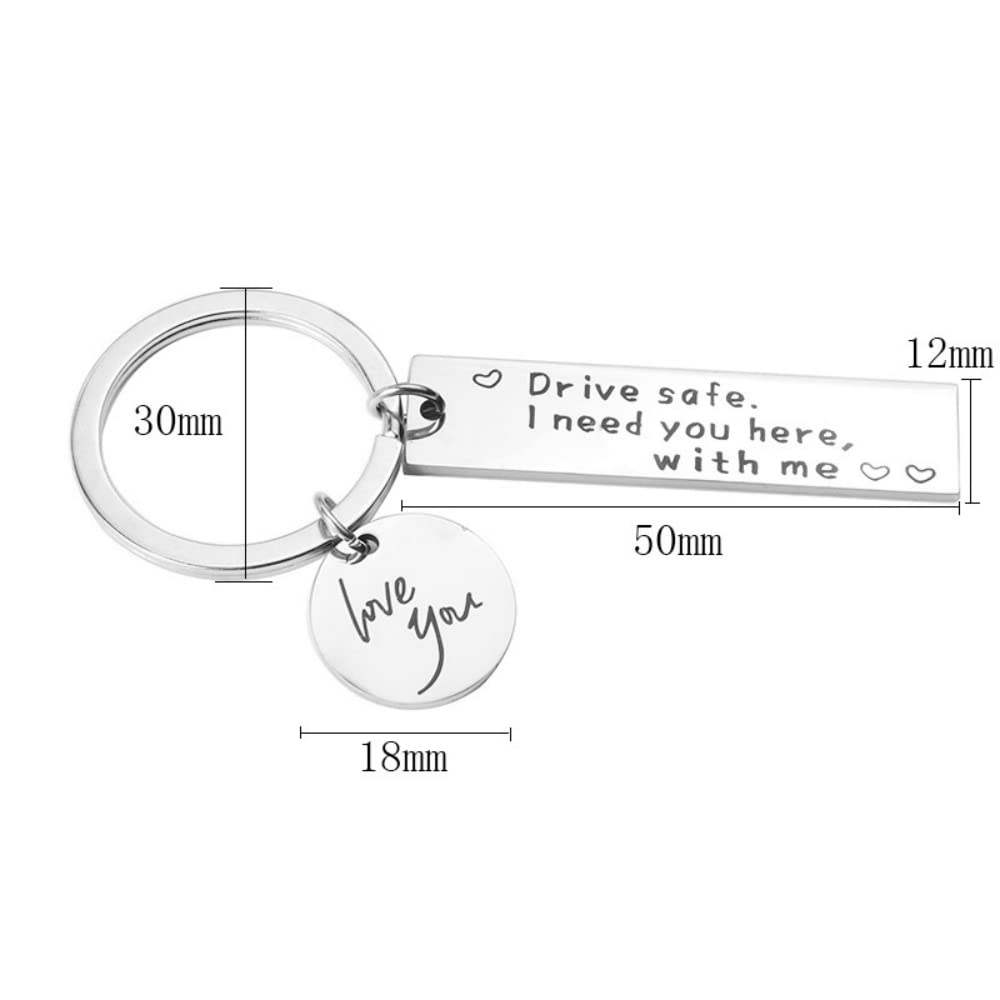 GUSTAVE White Drive Safe Keychain I Need You Here with Me I Love You Keychain with Gift Box for Husband,Boyfriend,Birthday & Gifts