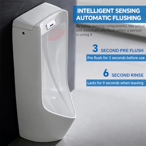 Serplex® Wall Mounted Stainless Steel Automatic Urinal Flush Sensor Set for Public Toilet Home Office Bathroom with Dual Power Supply Mode Chrome Plated 2PCS